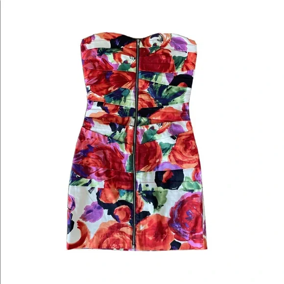 Strapless Floral Mini Dress - Picture 2 of 8